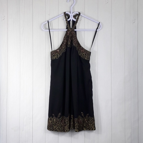 Free People Dresses & Skirts - Free People》beaded shift black halter dress